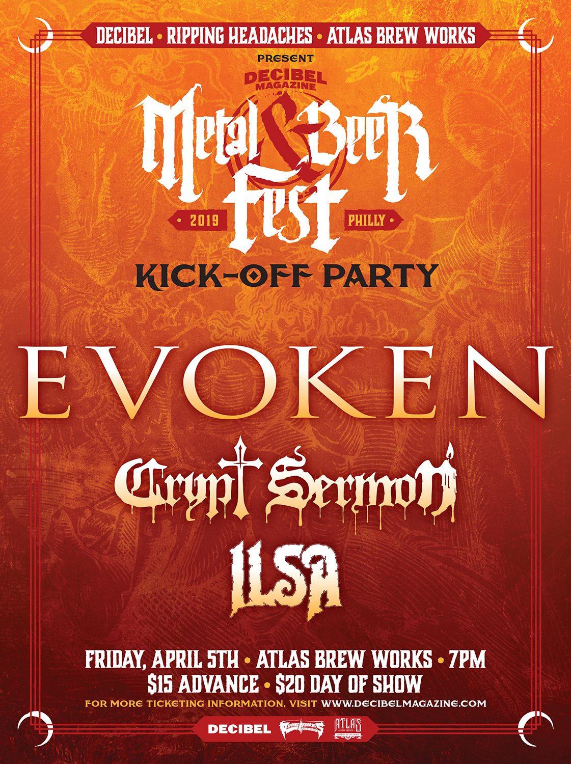 Evoken, Crypt Sermon and Ilsa Announced for Decibel Metal & Beer Fest