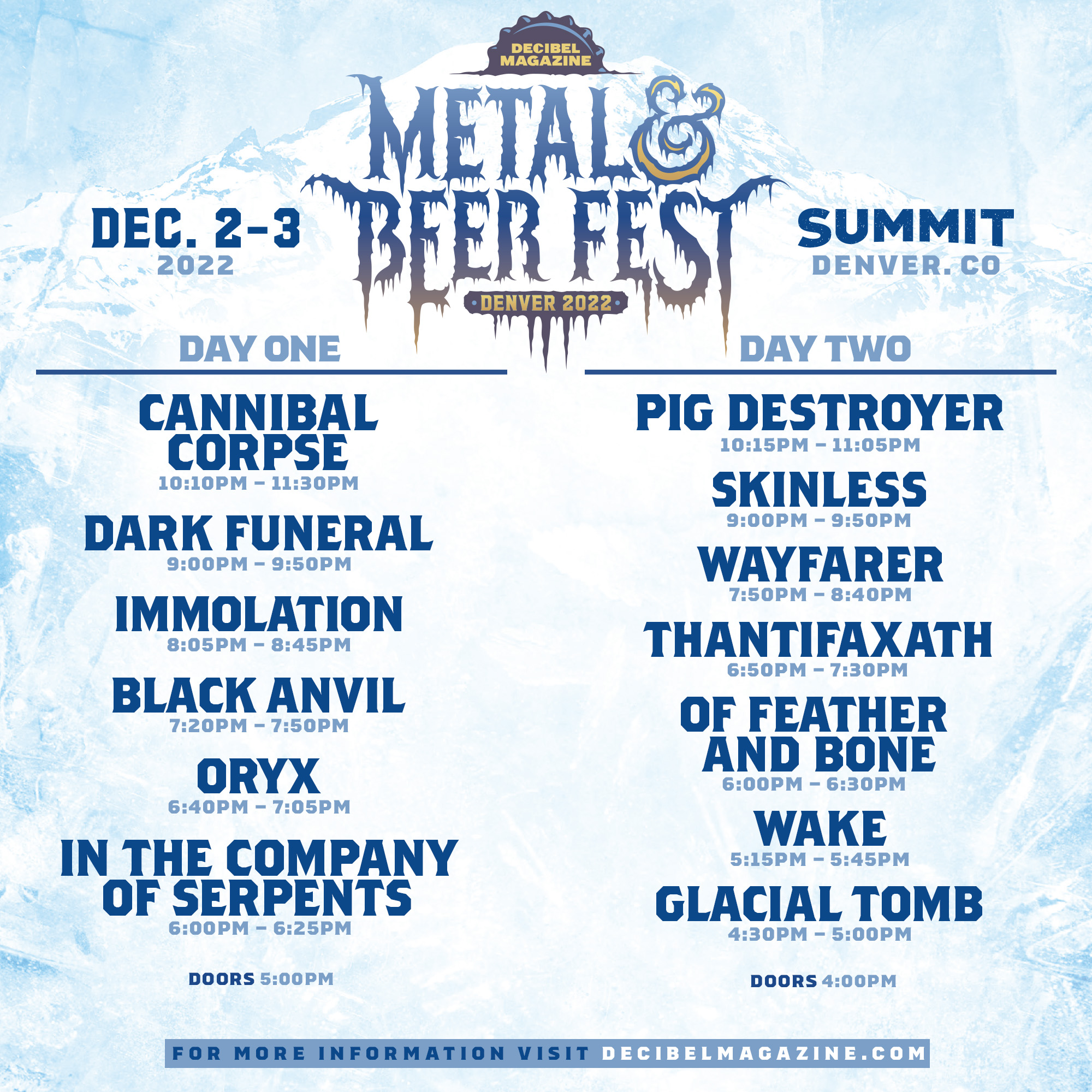 Set Times Announced for Decibel Magazine Metal & Beer Fest Denver 2022